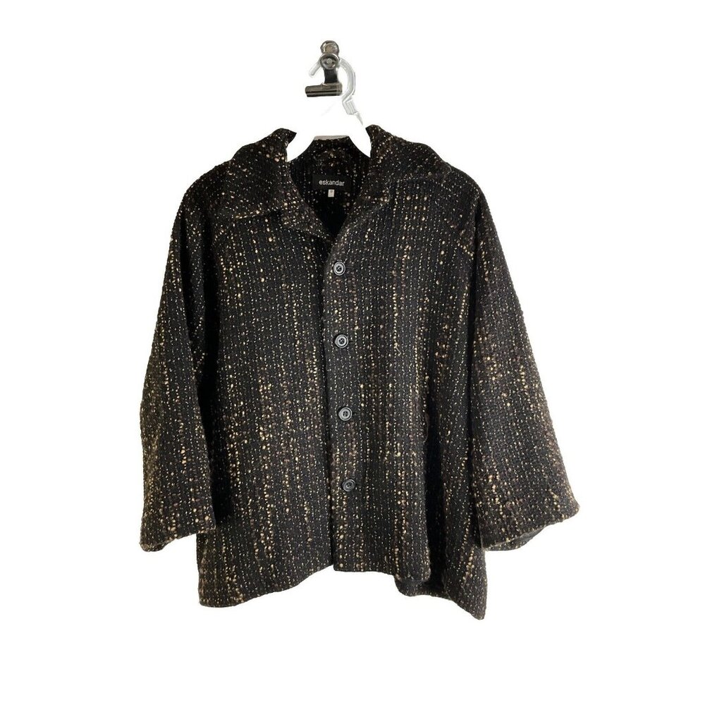 ESKANDER Wool Weed Boxy Button Blazer Jacket Quiet Luxury Money